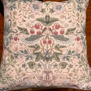 Bird & Floral Decorative Pillow in Cream, Olive, and Rust